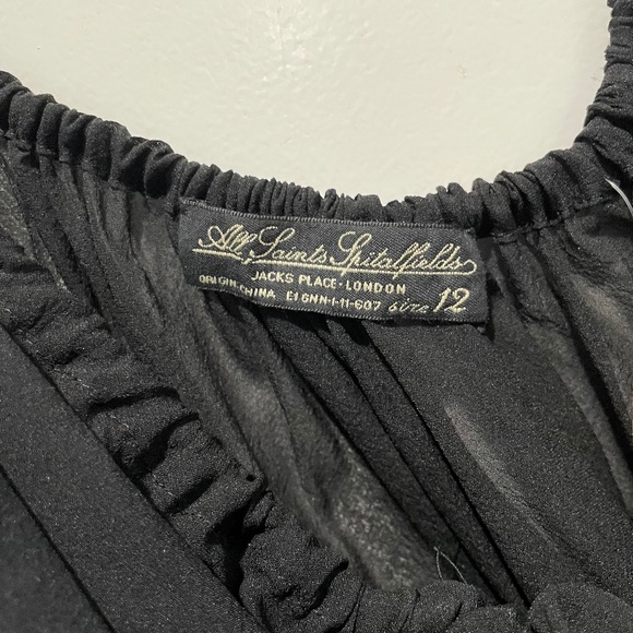 All Saints Spitalfields Black Sheer Bunched Up Dress size 12 NWT - Picture 3 of 14